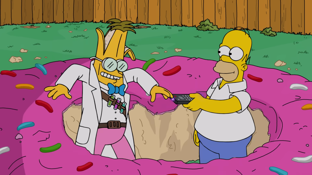 Terbaru Itu Simpsons Fortnite Pendek Melihat Homer Hujan Donat Turun pada lapangan musim semi Dan Berbelok Profesor Frink Ke dalam A Pisang, sebagai Jangka panjang Penggemar Merayakan Itu Kembali dari Itu 'Mahasemesta'